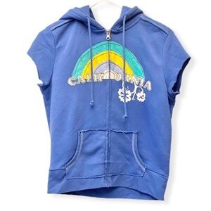 OP California Cute Hoodie Sleeveless Crop Size Lg Y2K Style